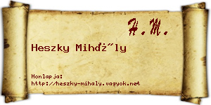 Heszky Mihály névjegykártya